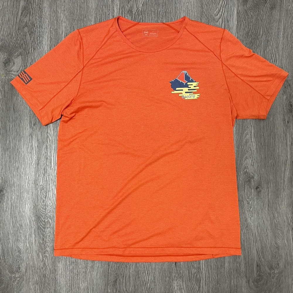 Janji x Nissaco T-shirt Men's Large Orange Graphic Running Lightweight Wicking